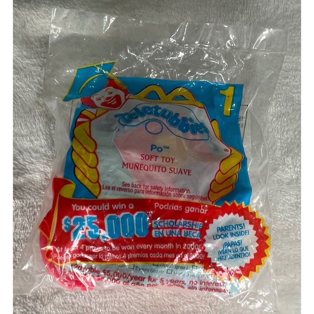 Vintage 2000 McDonalds Teletubbies Po Soft Toy Happy Meal #1 Sealed Packaging